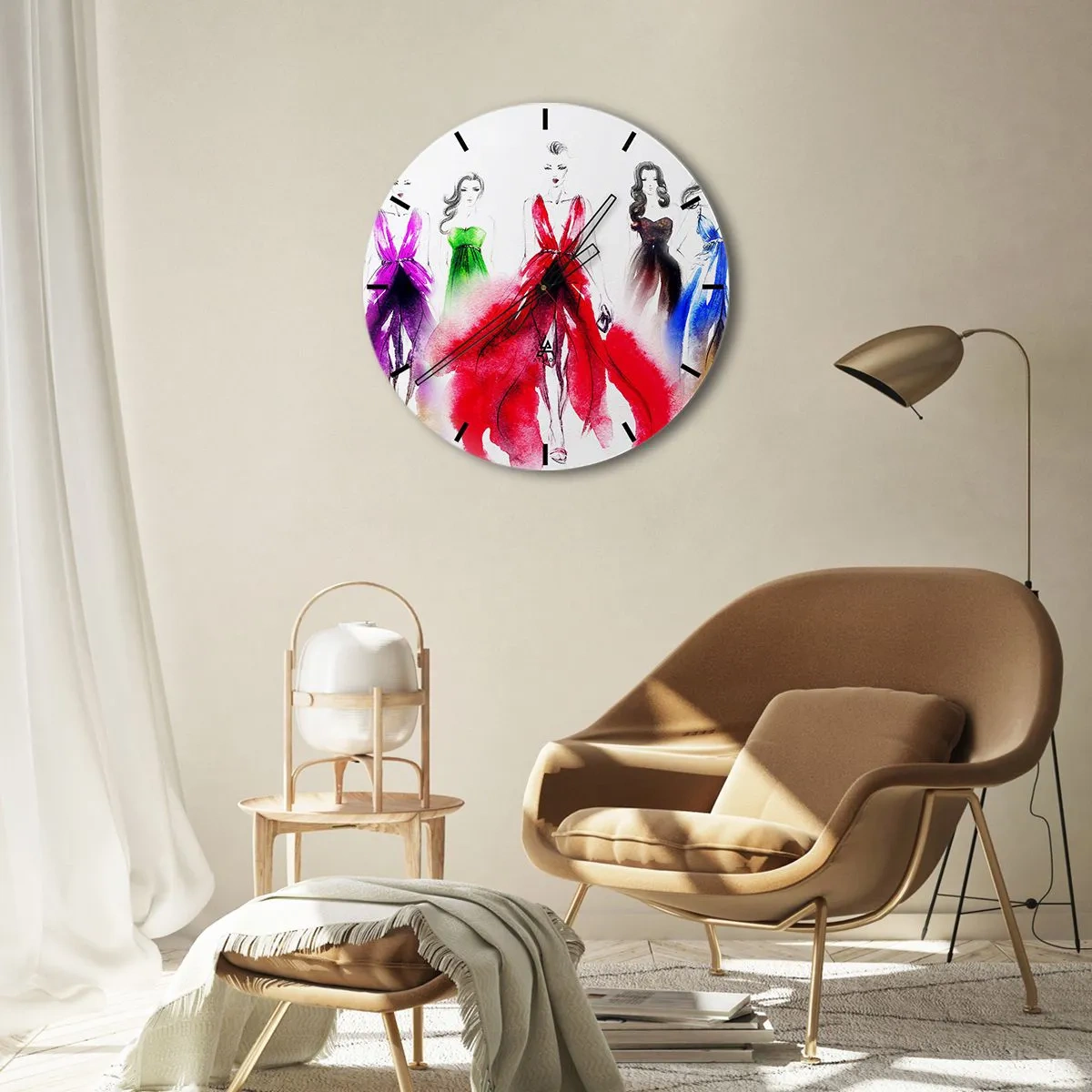 Orologio da parete - Orologio in Vetro - Voglia di vestiti - 40x40 cm