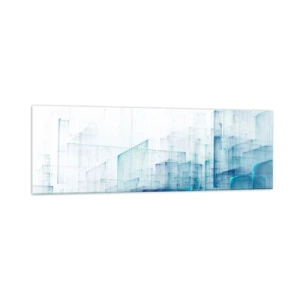 Quadro su vetro - Forme geometriche astratte nelle tonalità del blu - 160x50cm - E lo spazio fu - Decorazione murale moderna per soggiorno e camera da letto ARTTOR
