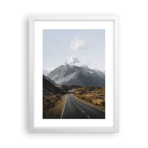 Poster in cornice bianca - Via verso il cuore dei monti - 30x40 cm