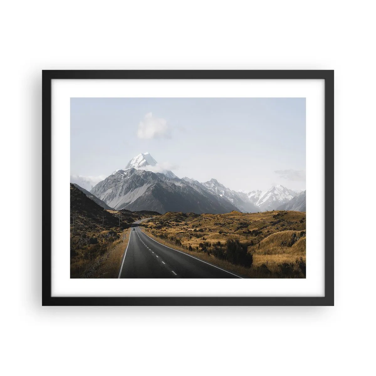 Poster in cornice nera - Via verso il cuore dei monti - 50x40 cm