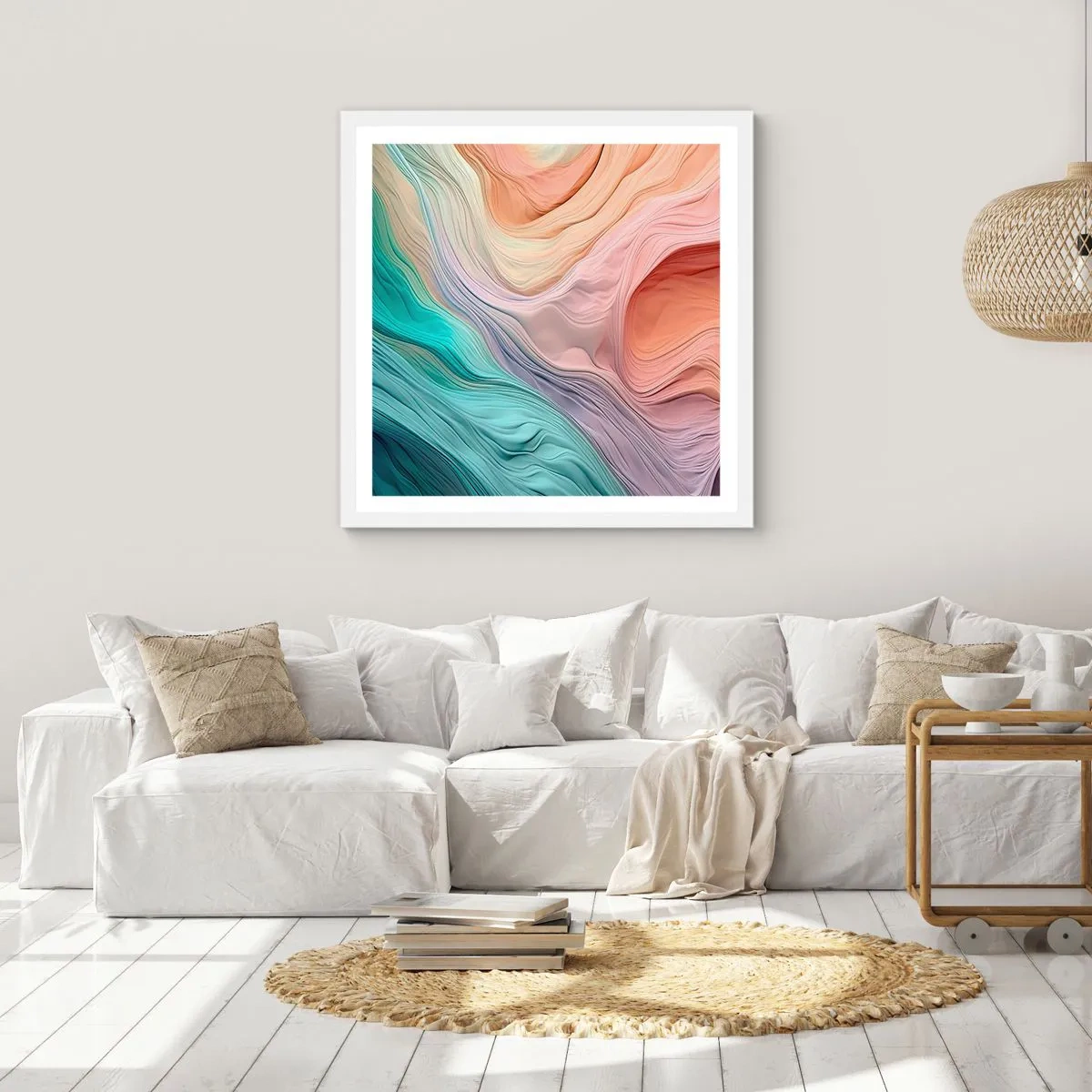 Poster in cornice bianca - Onda arcobaleno - 30x30 cm