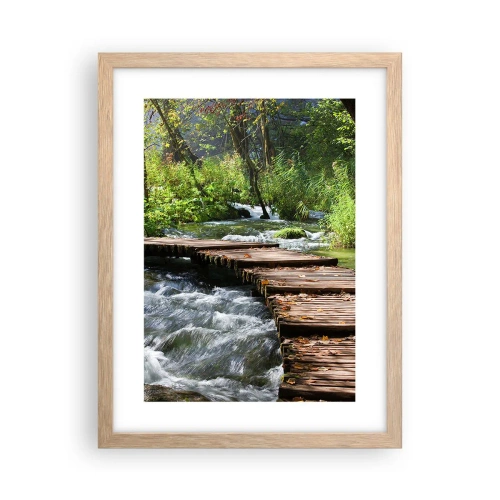 Poster in cornice rovere chiaro - Sulla cascata spumeggiante - 30x40 cm