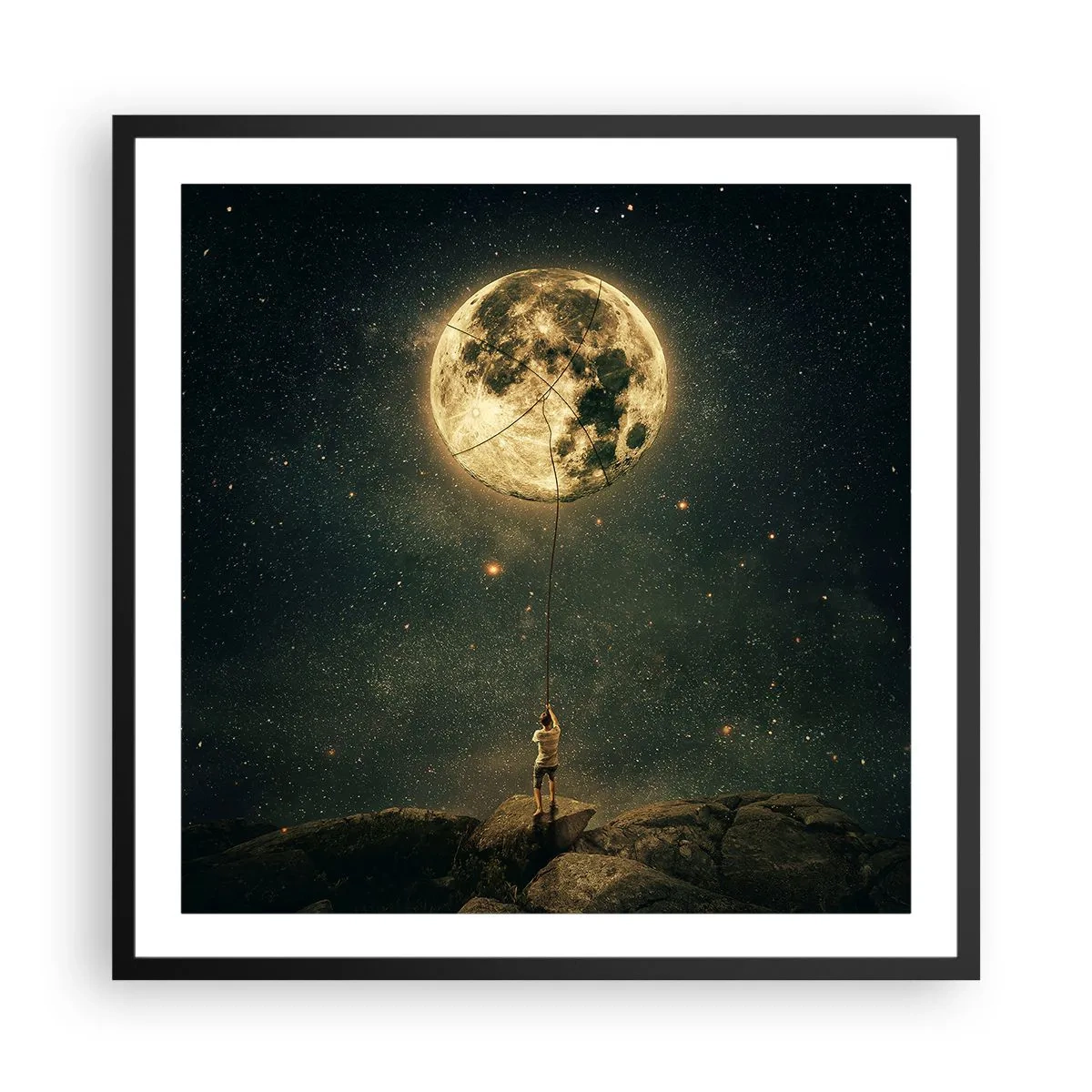 Poster in cornice nera - Chi ha rubato la luna - 60x60 cm