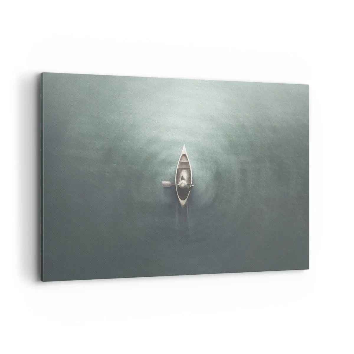 Quadro su tela - Stampe su Tela - Una barca solitaria su acque calme in un ambiente minimalista - 120x80cm - Nel lago al chiaro di luna - Decorazione murale moderna per soggiorno e camera da letto ARTTOR