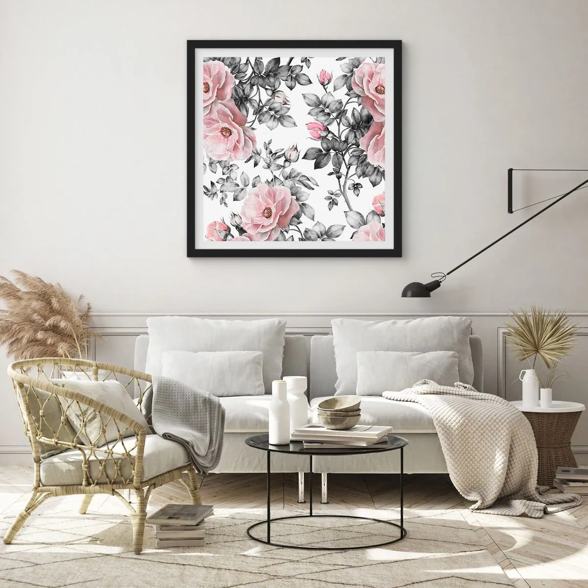 Poster in cornice nera - Perdersi tra le rose - 40x40 cm
