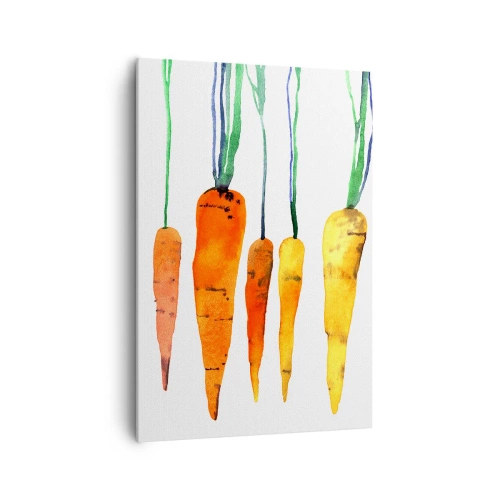 Quadro su tela - Stampe su Tela - Carote acquerellate in diverse tonalità su sfondo bianco - 70x100cm - La bellezza della semplicità - Decorazione murale moderna per soggiorno e camera da letto ARTTOR
