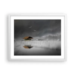 Poster in cornice bianca - Riparo dalla pioggia - 50x40 cm
