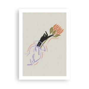 Poster - Disegno astratto di una mano che tiene un mazzo di fiori - 50x70cm - Tocco delicato - Decorazione murale moderna per soggiorno e camera da letto ARTTOR