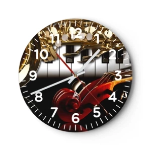 Orologio da parete - Orologio in Vetro - Metallo, legno e avorio - 30x30 cm