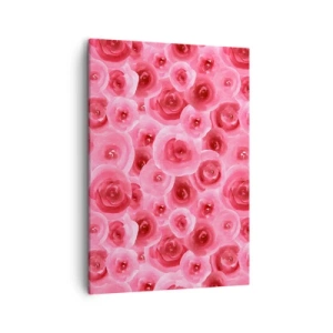 Quadro su tela - Stampe su Tela - Delicate rose nelle tonalità pastello del rosa - 50x70cm - Rose in alto e in basso - Decorazione murale moderna per soggiorno e camera da letto ARTTOR