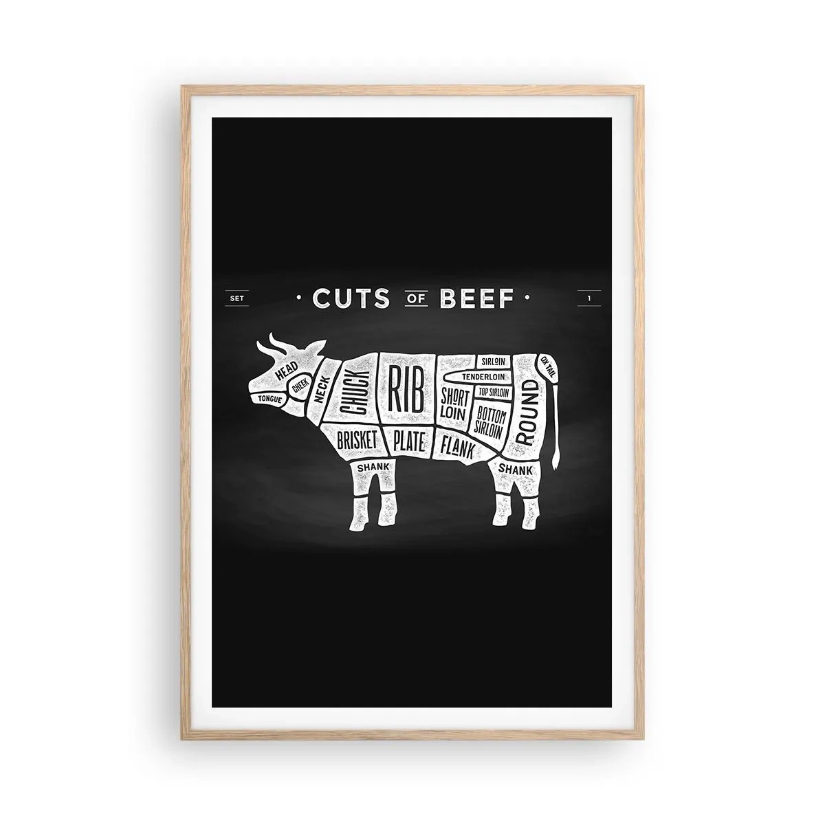 Poster in cornice rovere chiaro - Il sillabario del macellaio - 70x100 cm