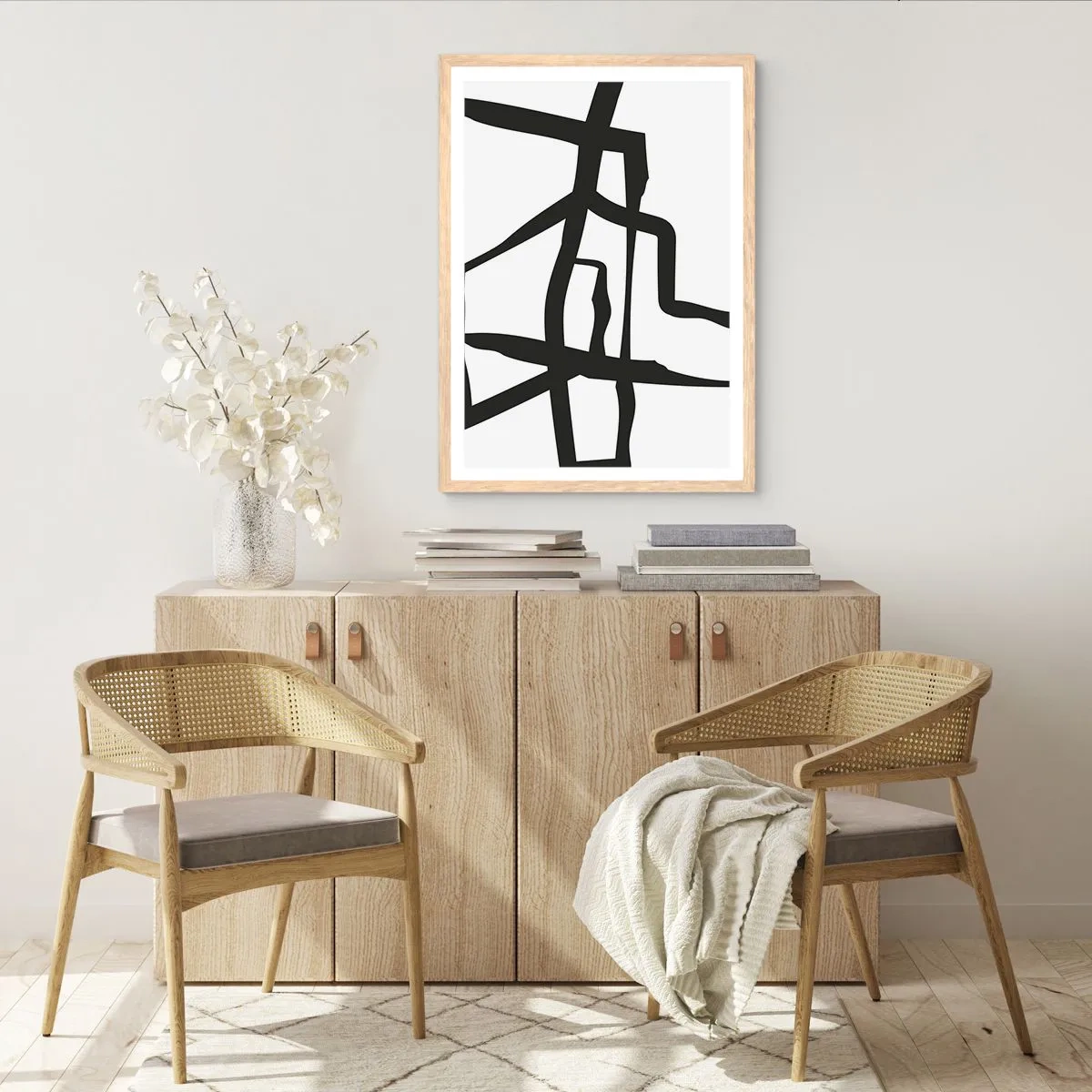 Poster in cornice rovere chiaro - Struttura bianca e nera - 40x50 cm