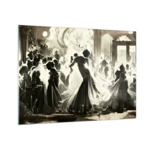 Quadro su vetro - Una scena da ballo in stile retrò con figure danzanti - 70x50cm - Il gran ballo in maschera - Decorazione murale moderna per soggiorno e camera da letto ARTTOR
