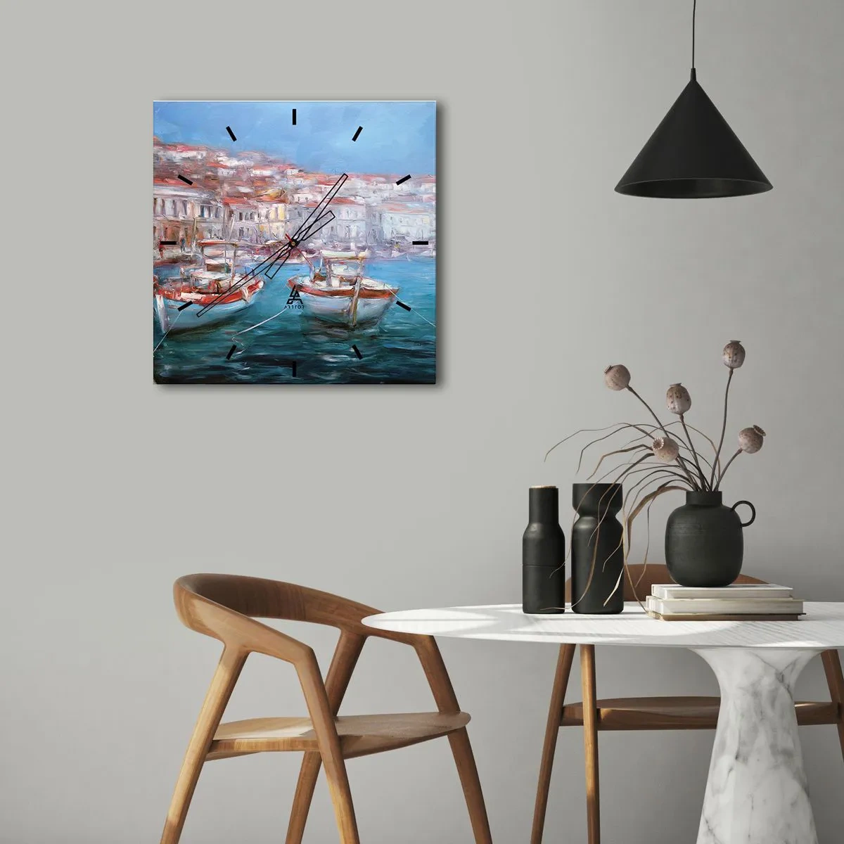 Orologio da parete - Orologio in Vetro - Golfo italiano - 40x40 cm