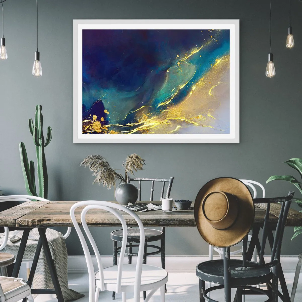 Poster in cornice bianca - La palude dorata - 50x40 cm