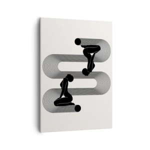 Quadro su tela - Stampe su Tela - Sagome nere con linee geometriche su sfondo chiaro - 50x70cm - Simmetria sensuale - Decorazione murale moderna per soggiorno e camera da letto ARTTOR