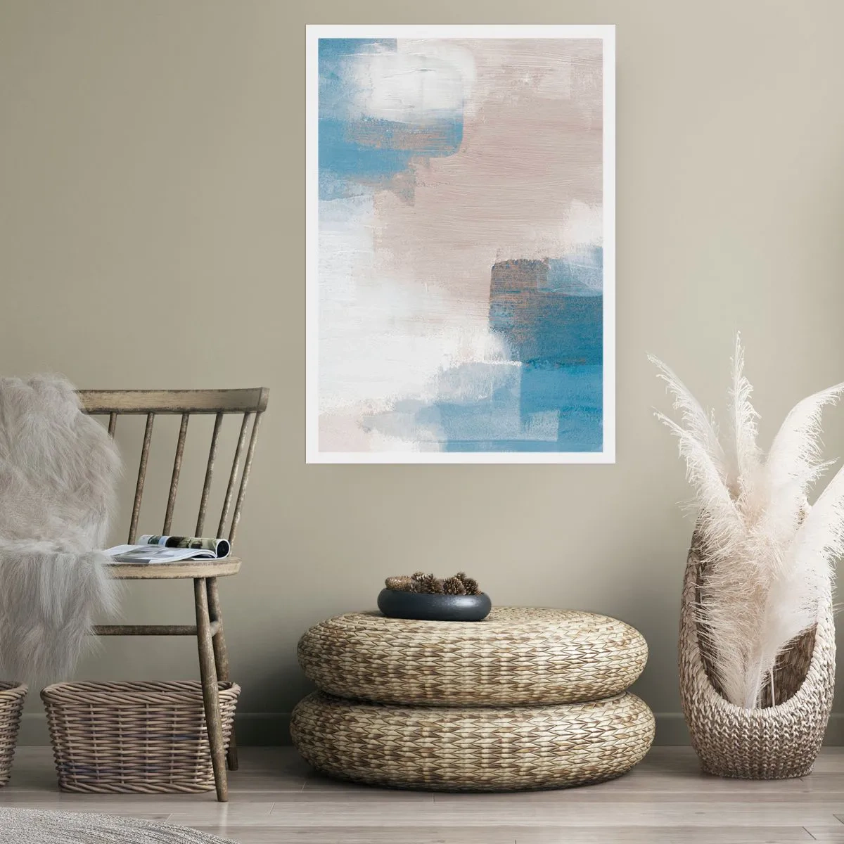 Poster - Astrazione rosa coperta dal blu - 70x100 cm