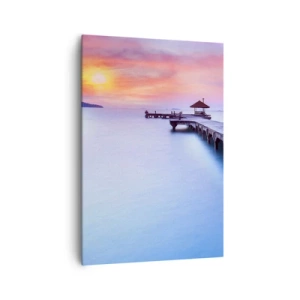 Quadro su tela - Stampe su Tela - Molo di legno che conduce all'acqua durante il tramonto - 70x100cm - Un mare di pace fino all'orizzonte - Decorazione murale moderna per soggiorno e camera da letto ARTTOR