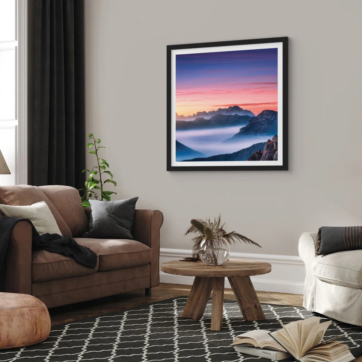 Poster in cornice nera - Sopra le valli - 50x50 cm