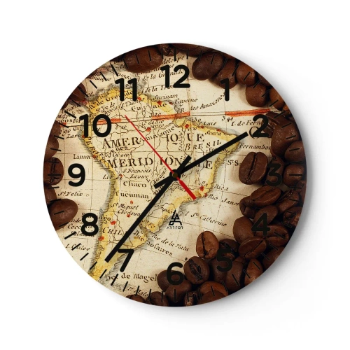 Orologio da parete - Orologio in Vetro - Da dove viene il miglior caffè? - 40x40 cm