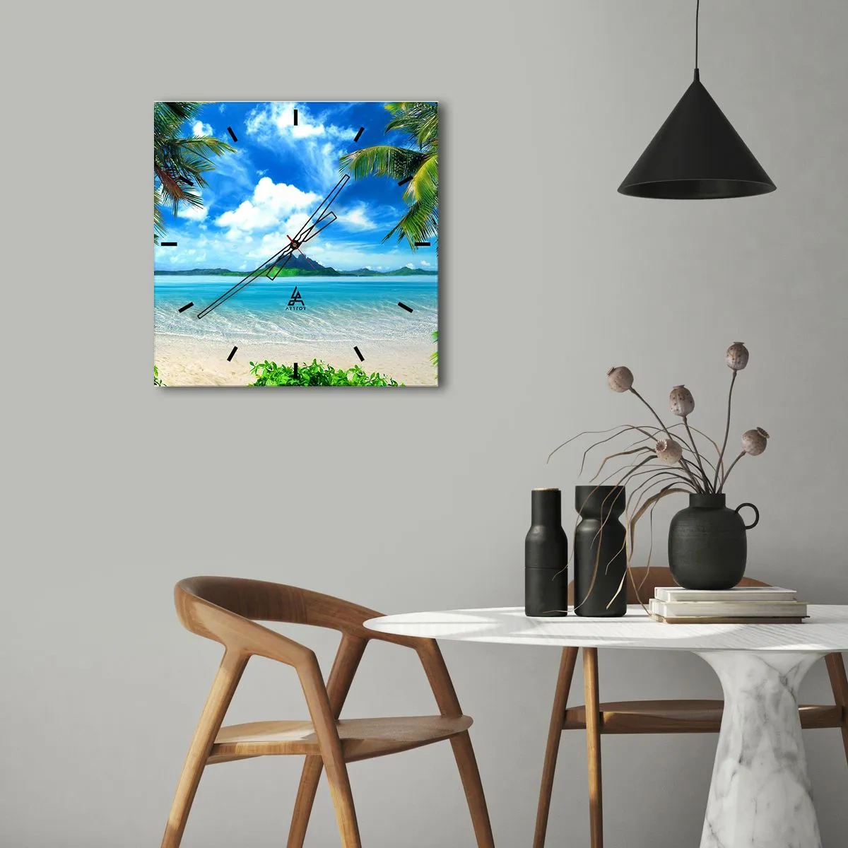 Orologio da parete - Orologio in Vetro - L'azzurro dei tropici - 40x40 cm