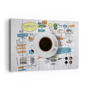 Quadro su tela - Stampe su Tela - Una tazza di caffè sullo sfondo di un disegno concettuale - 100x70cm - Un momento di pausa - Decorazione murale moderna per soggiorno e camera da letto ARTTOR