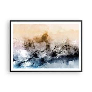 Poster in cornice nera - Paesaggio astratto con nebbia e colori tenui - 100x70cm - Immersi in una nuvola di nebbia - Decorazione murale moderna per soggiorno e camera da letto ARTTOR