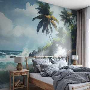 Fotomurali Autoadesivo Deluxe Sticker - Sulla riva tropicale - Spiaggia, Tropicale, Palma - 200x140 cm