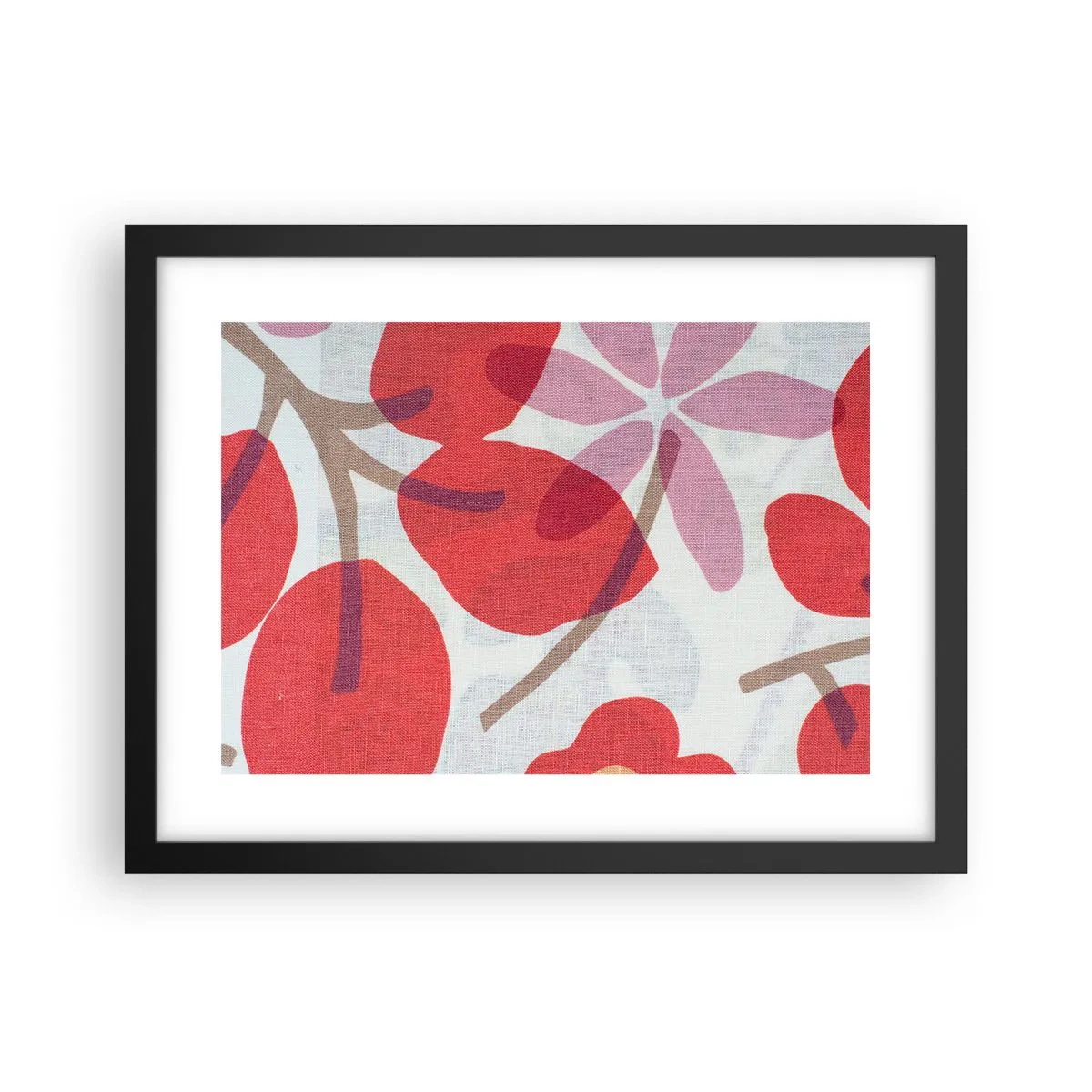 Poster in cornice nera - Composizione di fiori in rosa - 40x30 cm