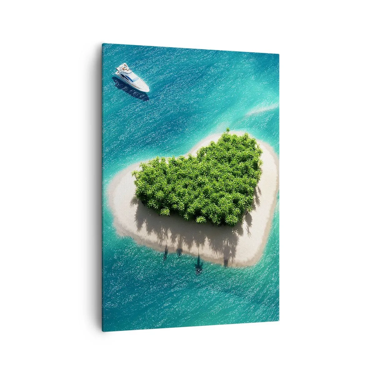 Quadro su tela - Stampe su Tela - Un'isola romantica a forma di cuore in un mare turchese - 70x100cm - Amo l'estate - Decorazione murale moderna per soggiorno e camera da letto ARTTOR