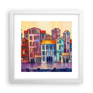 Poster in cornice bianca - Una città da favola - 30x30 cm