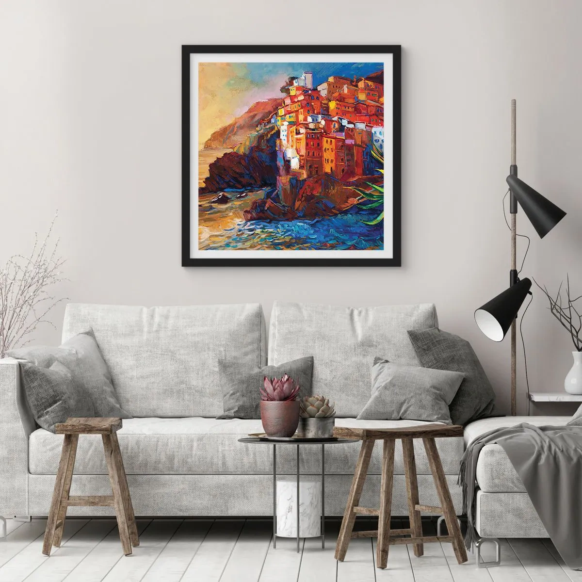 Poster in cornice nera - Atmosfera italiana - 30x30 cm