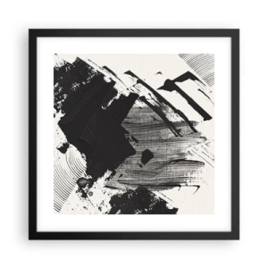 Poster in cornice nera - Astrazione: espressione di nero - 40x40 cm