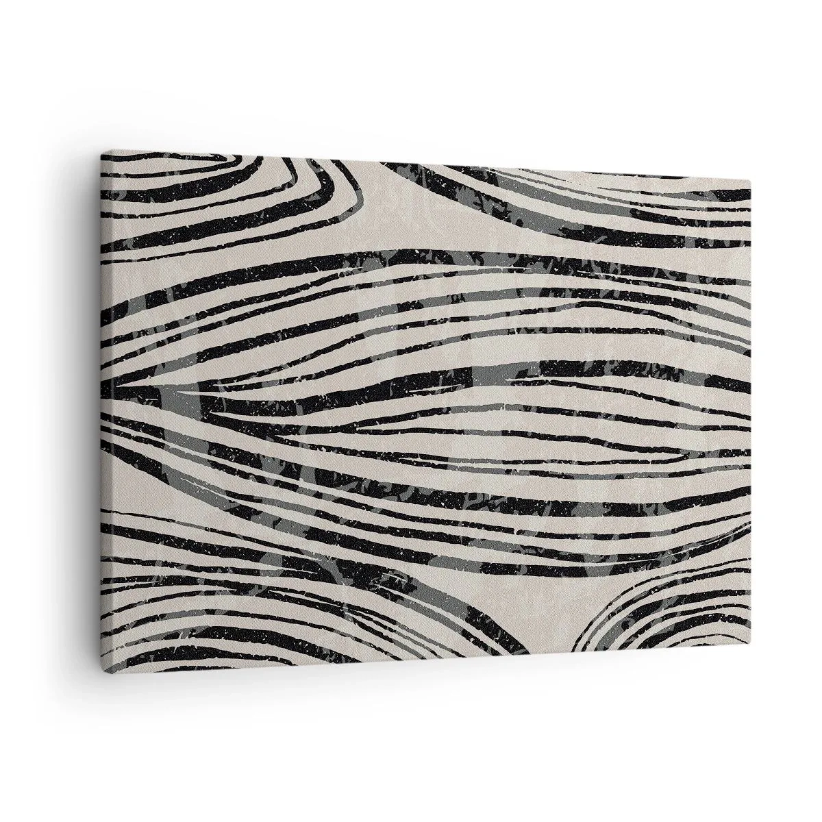 Quadro su tela - Stampe su Tela - Onde astratte in tonalità di bianco e nero - 70x50cm - Una palude di linee - Decorazione murale moderna per soggiorno e camera da letto ARTTOR