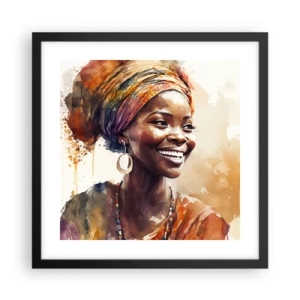 Poster in cornice nera - Regina africana - 40x40 cm