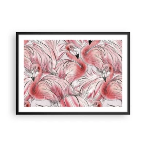 Poster in cornice nera - Delicati disegni di fenicotteri rosa - 70x50cm - Corpo di ballo alato - Decorazione murale moderna per soggiorno e camera da letto ARTTOR