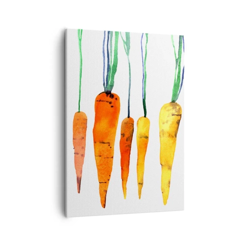 Quadro su tela - Stampe su Tela - Carote acquerellate in diverse tonalità su sfondo bianco - 50x70cm - La bellezza della semplicità - Decorazione murale moderna per soggiorno e camera da letto ARTTOR