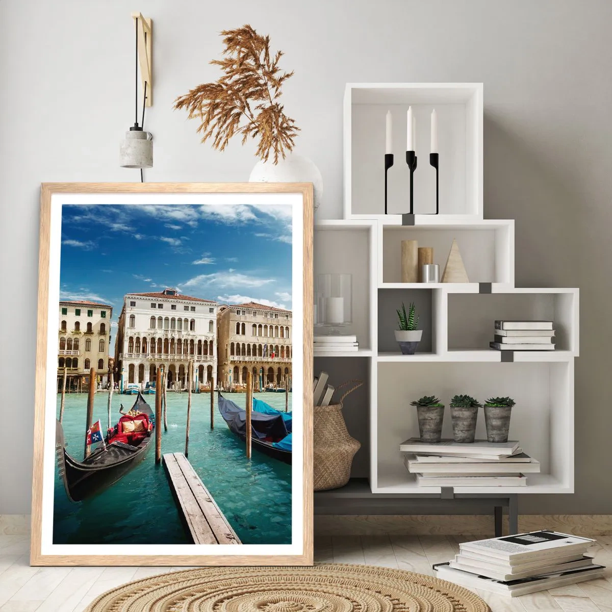 Poster in cornice rovere chiaro - Palazzi nel blu - 30x40 cm