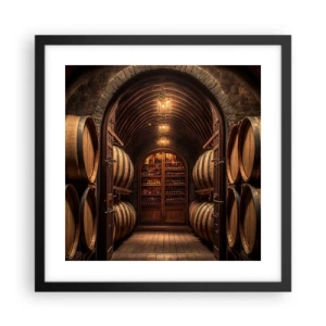 Poster in cornice nera - L'atmosfera della cantina - 40x40 cm