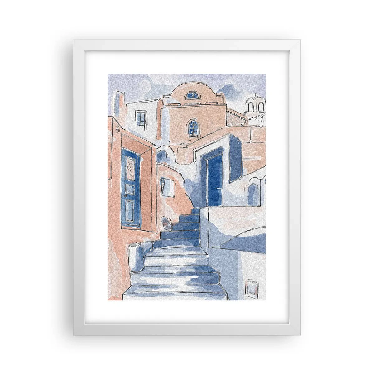 Poster in cornice bianca - Città esotica - 30x40 cm