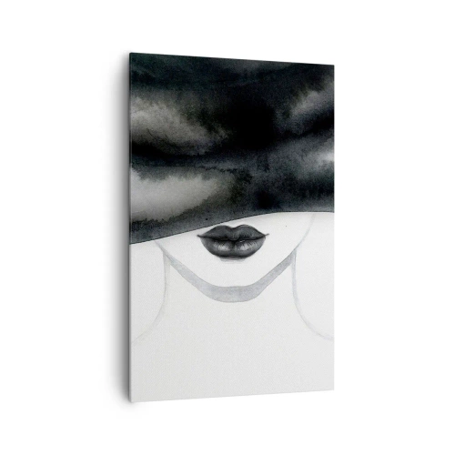 Quadro su tela - Stampe su Tela - Un delicato ritratto di una donna con il volto coperto in stile monocromo. - 80x120cm - Il segreto dei sensi - Decorazione murale moderna per soggiorno e camera da letto ARTTOR