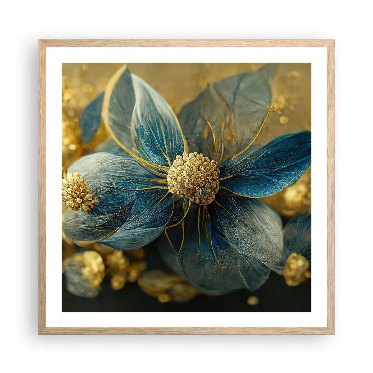 Poster in cornice rovere chiaro - Fiorire d'oro - 60x60 cm