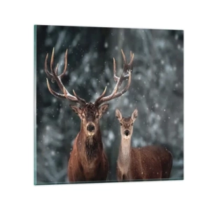 Quadro su vetro - Il re della foresta con la consorte - 70x70 cm