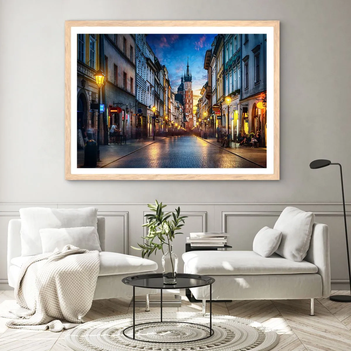 Poster in cornice rovere chiaro - La magia di Cracovia - 91x61 cm