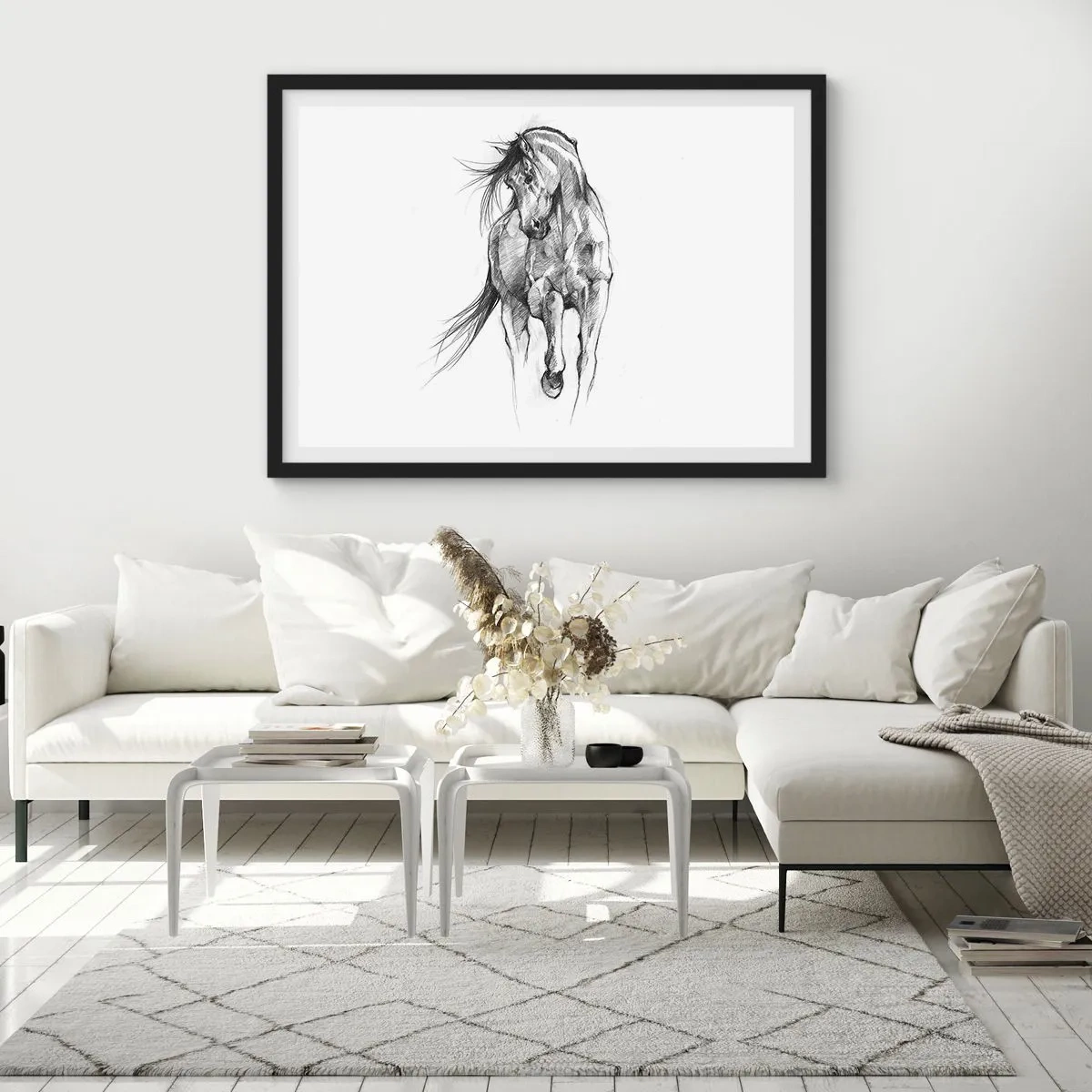 Poster in cornice nera - Trotto aggraziato - 91x61 cm