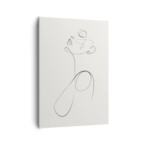 Quadro su tela - Stampe su Tela - Schizzo del viso in stile minimalista su sfondo bianco - 50x70cm - Avvolta nei sogni - Decorazione murale moderna per soggiorno e camera da letto ARTTOR