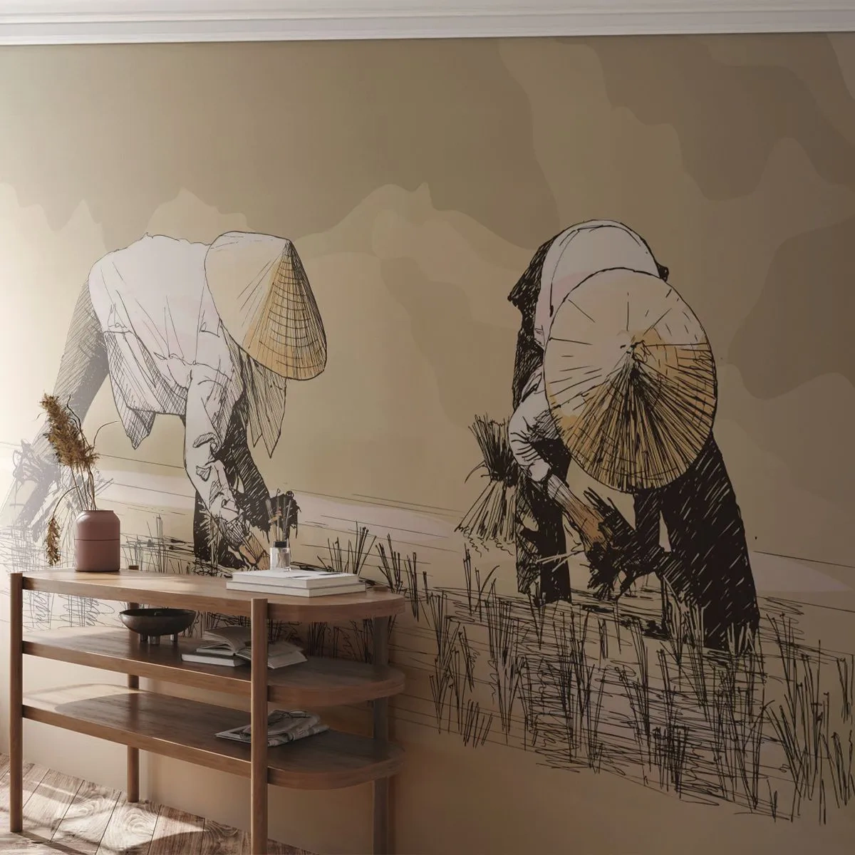 Fotomurali Premium Canvas - Buon raccolto - Asia, Piantagione di riso, Campo di riso - 250x175 cm