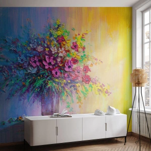 Fotomurali Autoadesivo Deluxe Sticker - Dono di un prato estivo - Fiori in un vaso, Pezzo, Mazzo di fiori - 100x70 cm