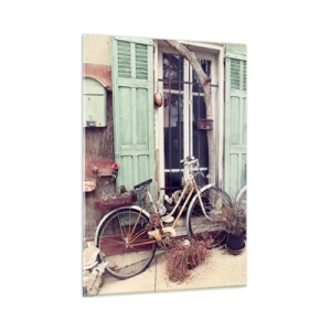 Quadro su vetro - Paesaggio provinciale con biciclette - 50x70cm - Evviva la provincia - Decorazione murale moderna per soggiorno e camera da letto ARTTOR