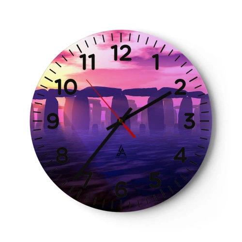 Orologio da parete - Orologio in Vetro - Mistero in un'alba nebbiosa - 40x40 cm